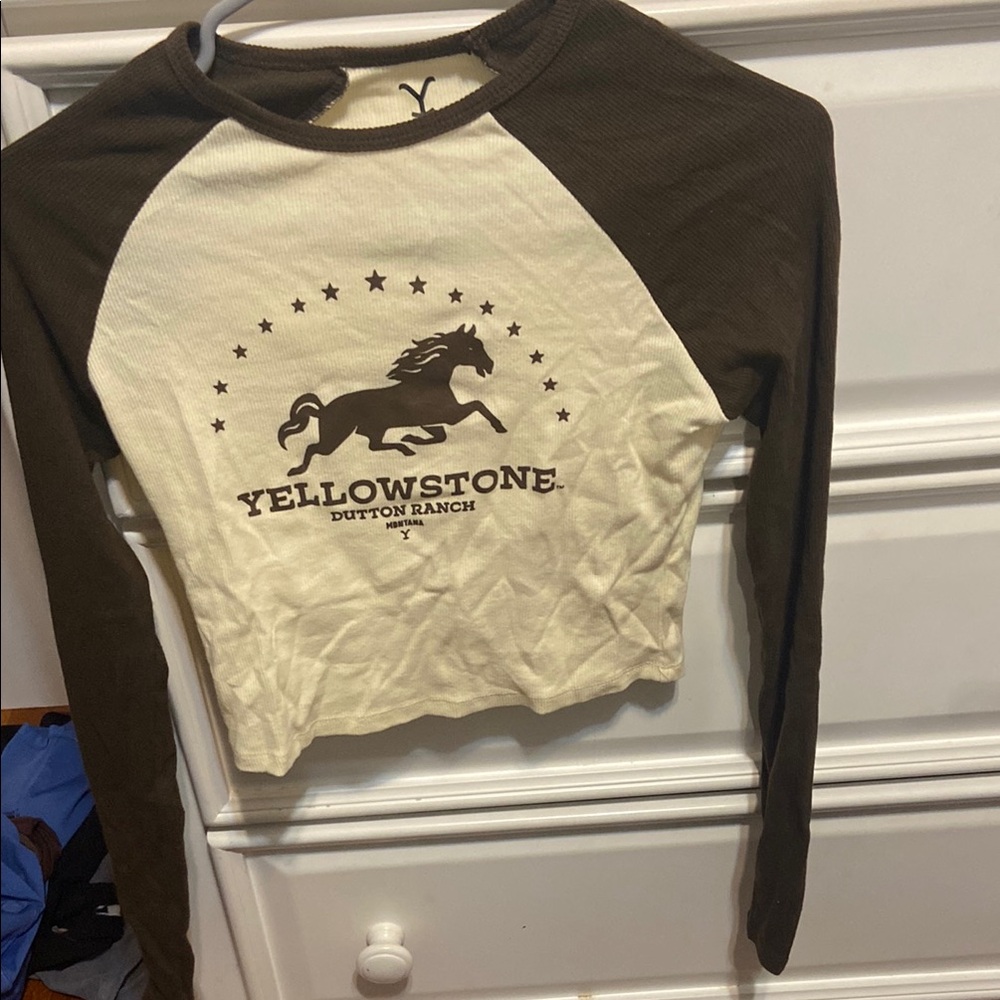 Women’s Brown and Cream Long Sleeve Shirt